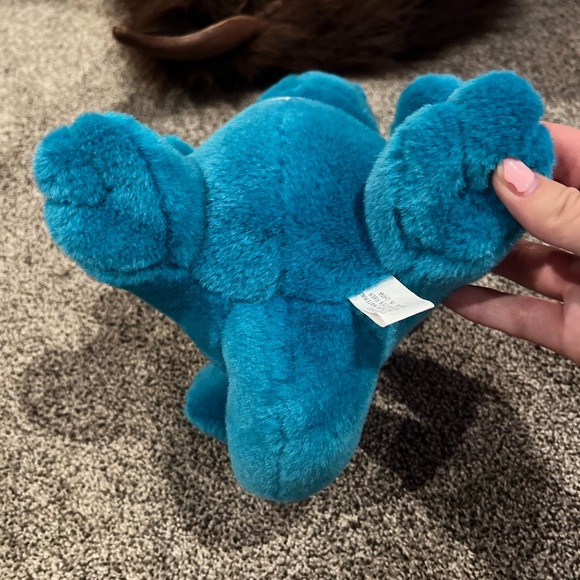 Vintage 90s Planet Hollywood Blue Dinosaur Stuffed Plush Animal w Orlando Shirt - Picture 9 of 9